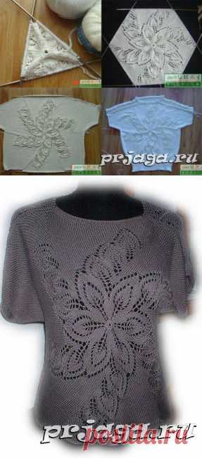 Женская кофточка спицами «Круговорот из лепестков»