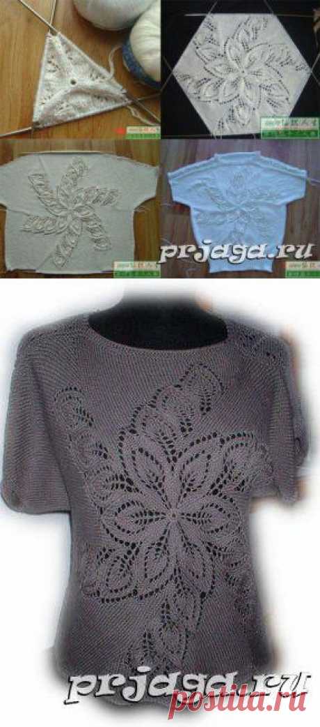 Женская кофточка спицами «Круговорот из лепестков»