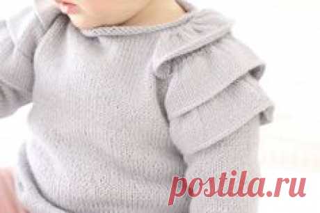 Jersey de punto con volantes de bebé tejido a dos agujas - Patrón y tutorial DIY