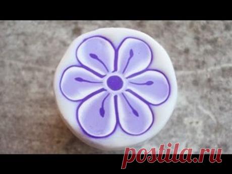 Millefiori cane: fiore lilla con pistilli (polymer clay tutorial) - YouTube
