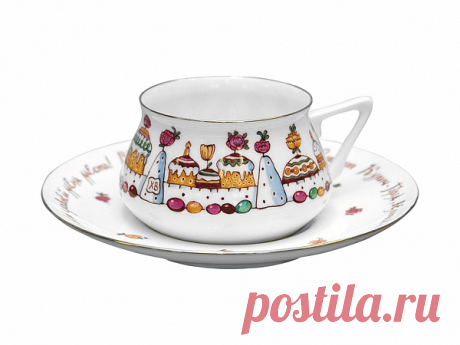 Чашка с блюдцем чайная форма Билибина 1 рисунок Кулич-город арт. 81.16101.00.1