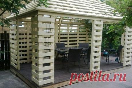 Варианты беседок из обычных поддонов