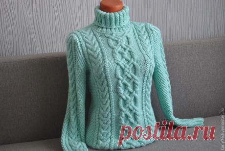 Свитер"Мятный с воротником-гольф" – купить в интернет-магазине на Ярмарке Мастеров с доставкой Свитер"Мятный с воротником-гольф" - купить или заказать в интернет-магазине на Ярмарке Мастеров | Теплый свитер нежного мятного цвета,связан…