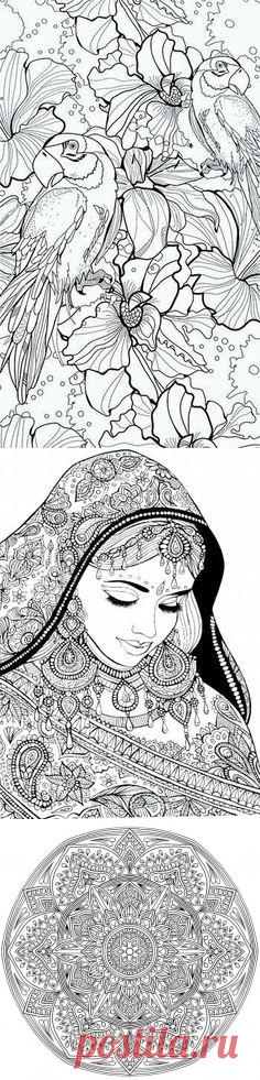 (118) Сложные и красивые раскраски - мандала и цветы | Раскраски