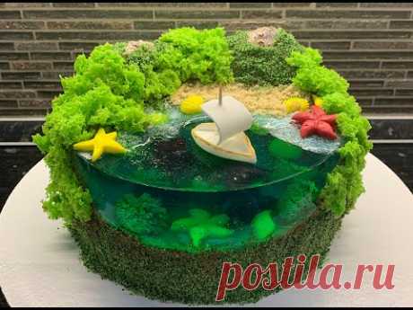 ТОРТ ОСТРОВ! Тренд лета! Водоросли из мастики! Cake Decorating Ideas! Красивый торт!