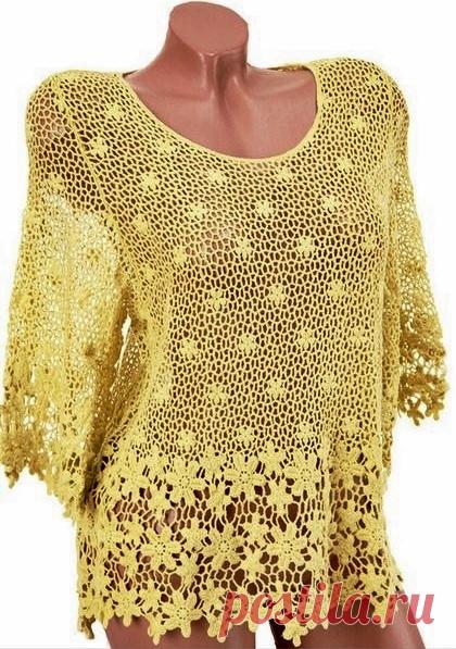 Dziana Moda: Urocza bluzka szydełkiem ze wzorem