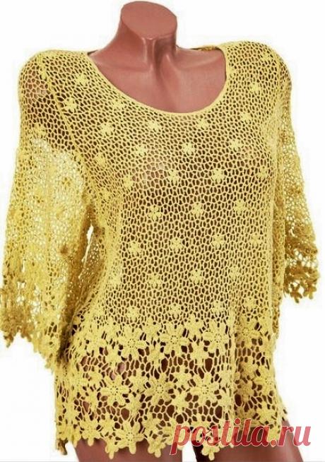 Dziana Moda: Urocza bluzka szydełkiem ze wzorem