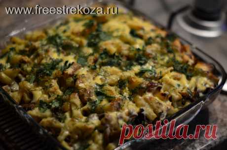 картофель  с мясом и грибами... Готовлю это блюдо в основном на семейный обед. Вкусно, красиво, несложно....