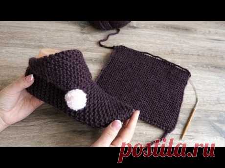 Следки из квадратов спицами | Square slippers knitting pattern