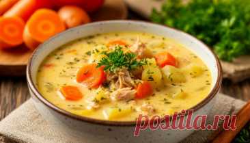 Суп с тунцом и плавленым сыром