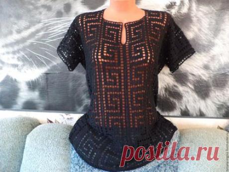 Купить Туника вязаная крючком  Греческие мотивы - вязаная туника, туника крючком, женская туника