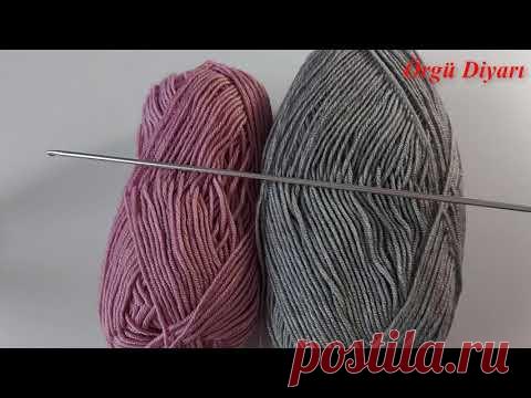 Yapımı Kolay tunus işi iki renkli battaniye yelek şal örgü modeli Tunisian knitting pattern easy