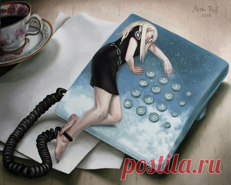 Лиза Рэй – Позвони мне.
Liza Ray  -  Call me
Х.м., 80Х65, 2015
oil on canvas
Когда ждешь, все пространство вокруг становится пустым и не интересным. Ты сосредотачиваешься только на своем ожидании, которое тебя полностью поглощает. © Liza Ray