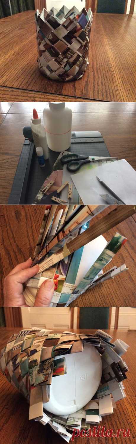 Как сплести круглую корзину из газет - мастер-класс для начинающих | Ladiesvenue