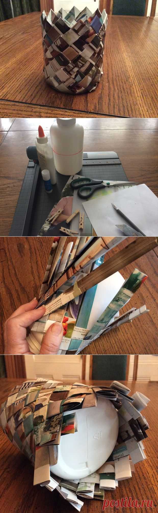 Как сплести круглую корзину из газет - мастер-класс для начинающих | Ladiesvenue