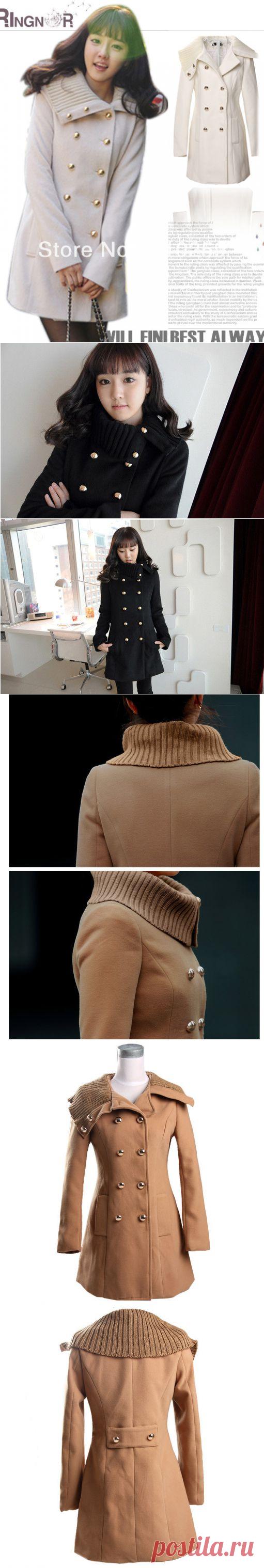 A121 бесплатная доставка 2013 осень зима женщины дамы новая мода корея 3 цвета двойной breaste долго шерстяные  плюс размер ML, принадлежащий категории Шерсть и сочетания и относящийся к Одежда и аксессуары на сайте AliExpress.com