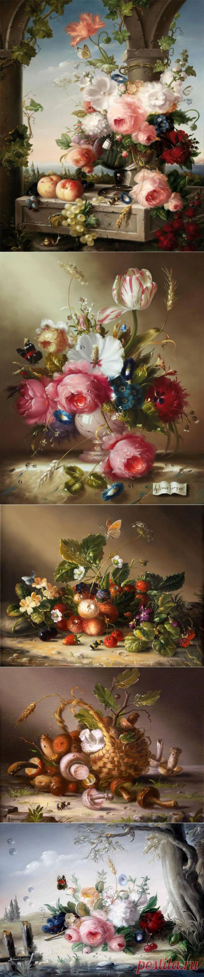 Цветочный натюрморт Hildegard Schwammberger (Germany, b. 1950).