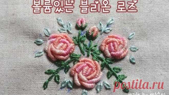 볼륨감있는 겹겹이 블리온로즈(BuillonRose-embroidery,프랑스자수 배우기)