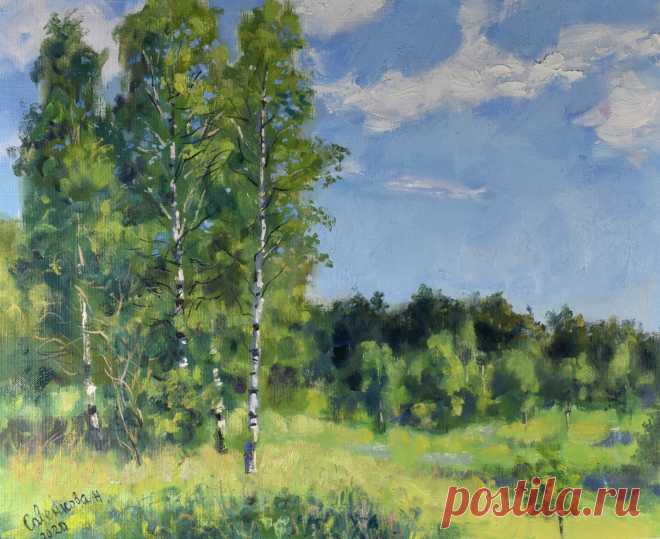 Birch Painting Landscape Nature Trees Or, Painting by Natalya Savenkova | Artmajeur Buy art from Natalya Savenkova (Free Shipping, Secured direct purchase): Painting titled 