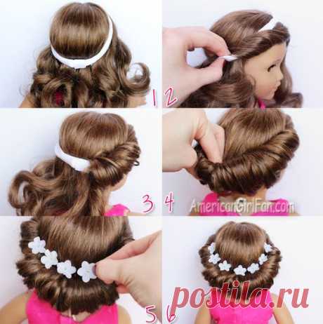 Doll Hairstyle: Headband Tuck Bun!