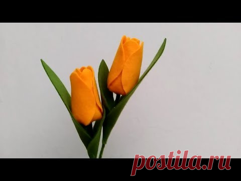 DIY Felt Flowers Tulip | Cara Membuat Bunga Flanel Tulip