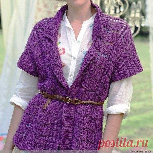 АЖУРНЫЙ ЖАКЕТ С КОРОТКИМИ РУКАВАМИ