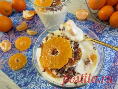 Десерт с мандаринами и белым шоколадом, рецепт с фото.