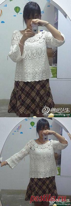 Белый пуловер. МК.