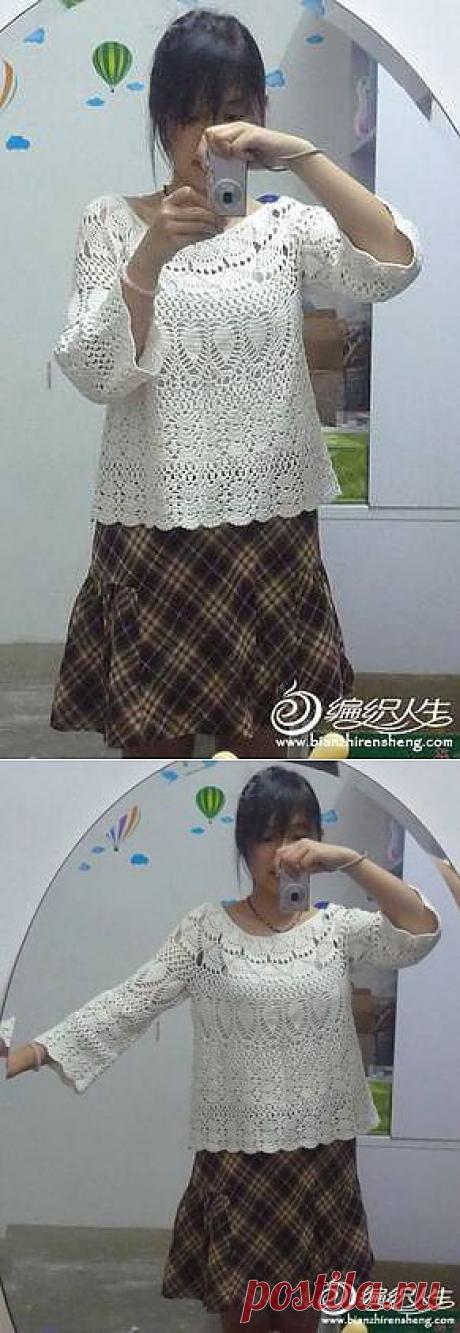 Белый пуловер. МК.