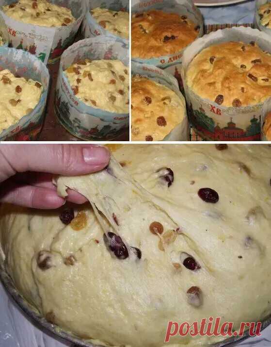 Александрийское тесто для куличей: выпечка мягкая, как пух.
Совершенно потрясающие куличи! Сладкие, нежные, мягкие… Вкуснее я не ела в жизни! Рецепт старый и проверенный.

Продукты:
Для первого этапа:
Молоко топленое (теплое) — 0,5 литр
Сахар — 0,5 кг
Масло сливочное — 250 гр
Яйцо куриное — 5 шт
Дрожжи свежие — 75 гр

Для второго этапа:
Желток куриный — 4 шт
Соль — 2 ч. ложки
Изюм запаренный — 400 гр
Ваниль — 1 пакетик
Коньяк — 4 ст. ложки
Мука — 1,250 кг

Глазурь:
Белок —...