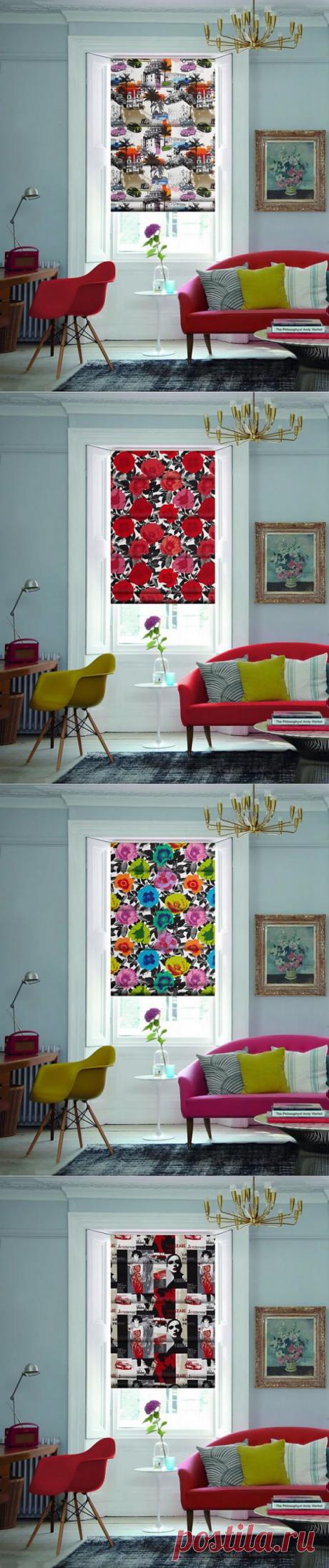 Яркие римские шторы в стиле поп-арт | Интерьер и Дизайн