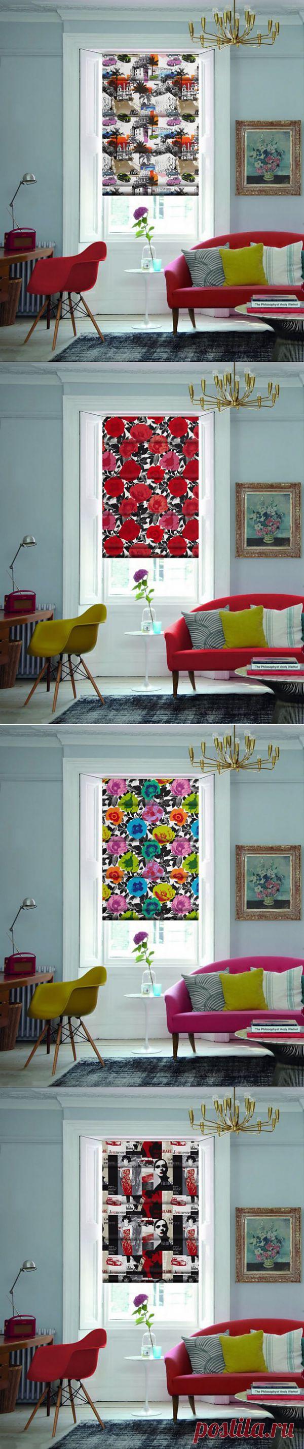 Яркие римские шторы в стиле поп-арт | Интерьер и Дизайн