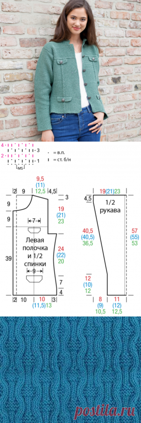 Жакет с имитацией карманов - схема вязания крючком. Вяжем Жакеты на Verena.ru