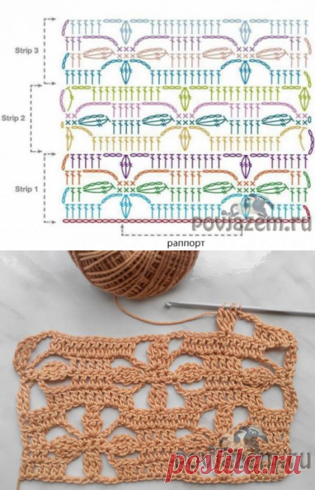 «Цветочный» узор крючком