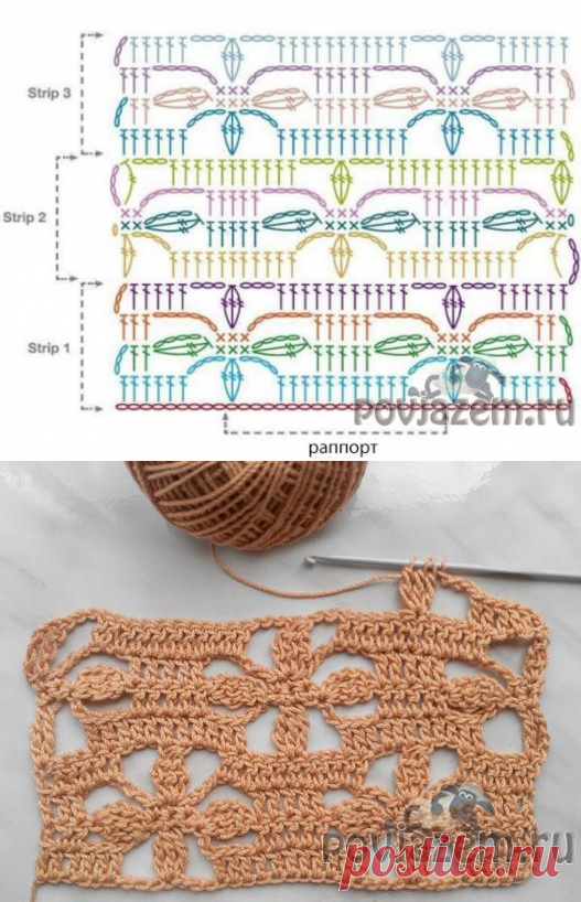 «Цветочный» узор крючком