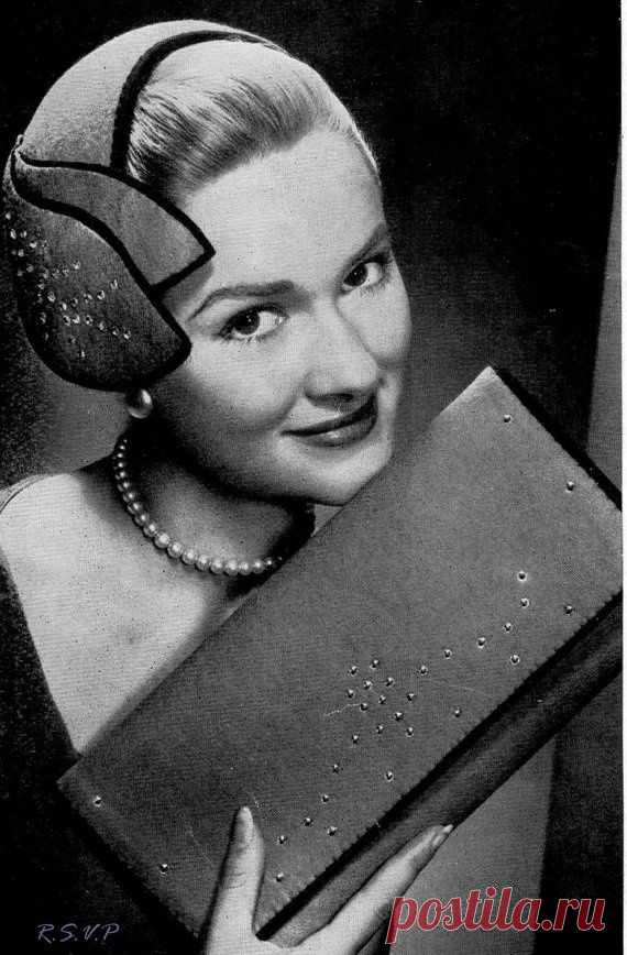 Cocktail Hat and Clutch Purse Handbag 1950s Sewing Pattern pdf Instant Download