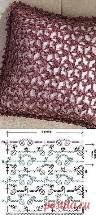Ажурная подушка крючком