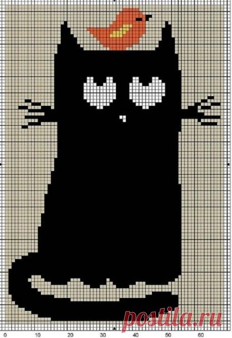 Схема котика с птичкой
#схемыкоты #интарсия #жаккард #схемыживотные