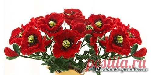 Красные МАКИ крючком. Схемы вязания - Handmade-Paradise