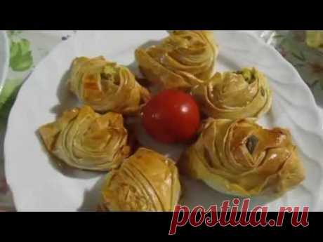 Турецкий гюль борек с картошкой и сыром (творогом).Лаваш с начинкой.