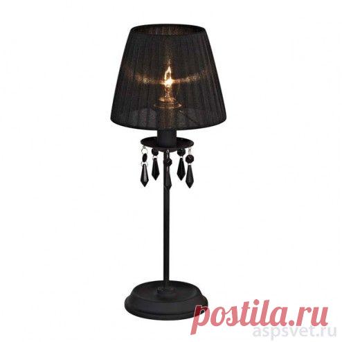 Настольная лампа L'Arte Luce серии Palermo, с черным абажуром и подвесами из хрусталя