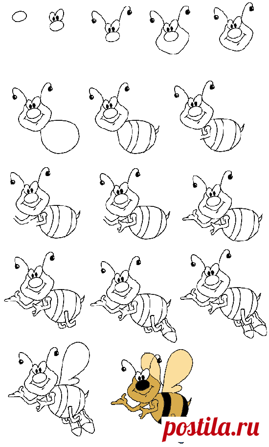 Как нирисовать пчелу - Поделки с детьми | Деткиподелки