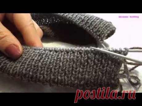 Вязание 1 стороны двустороннего берета узором  * Рельефный ажур * .