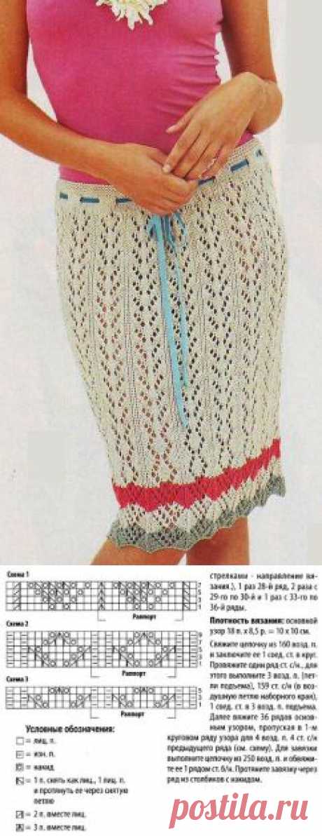 Ажурная юбка спицами
