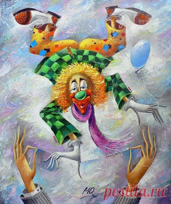The symbol of the circus - clowns - paintings by Yuri Matsik - ego-alterego.com
