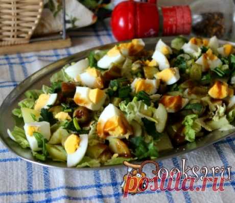 Картофельный салат с яйцом и фаршированными оливками фото рецепт приготовления