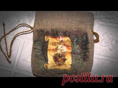 Мастер-класс по декупажу на ткани &quot;Денежный мешочек&quot;