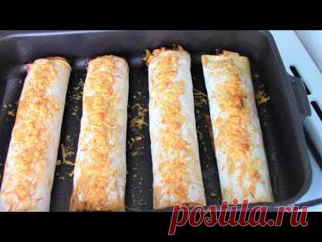 Горячая закуска из лаваша быстро готовится и быстро съедается! Пицца рулет из лаваша.