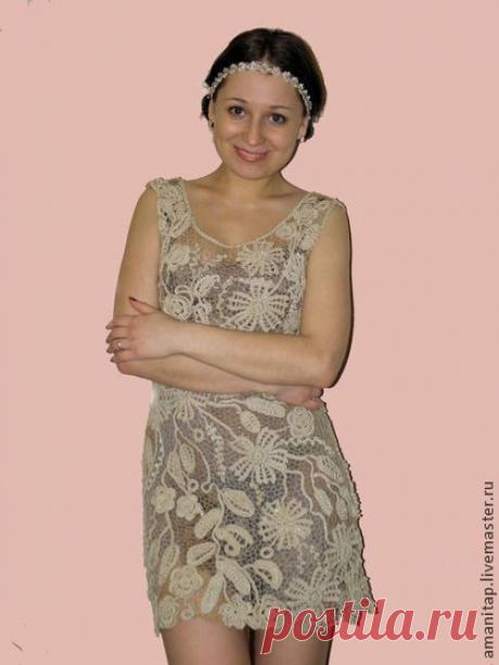 Платье для Ирины - платье,ирландское кружево,винтажный стиль,бежевый,экрю