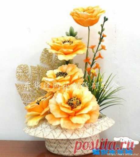 Пион из капрона / Цветы из капрона / В рукоделии